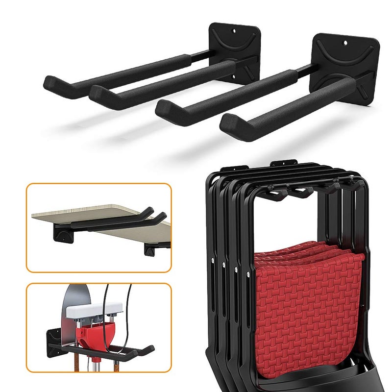 TORACK Garage Hooks Heavy Duty Tool Organizer, Wall Mount Hanger Rack Garage Storage Utility Hooks for Car Tires, Ladders, Chairs, Strollers, Power Tools, Garden Tools (2 Pack, 12.4" Hook) - Image 1